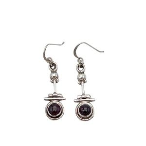 Garnet Sterling Silver Drop Earrings